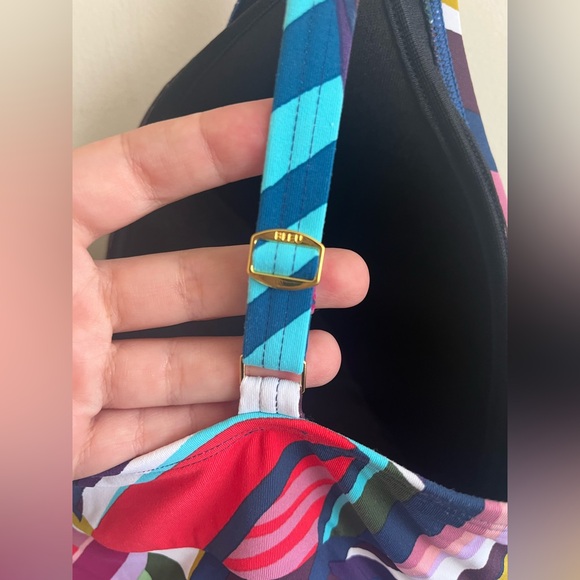 NWOT Women's Molded-Cup One-Piece Printed Plunge V-Neck Swimsuit size 14 - Picture 10 of 12